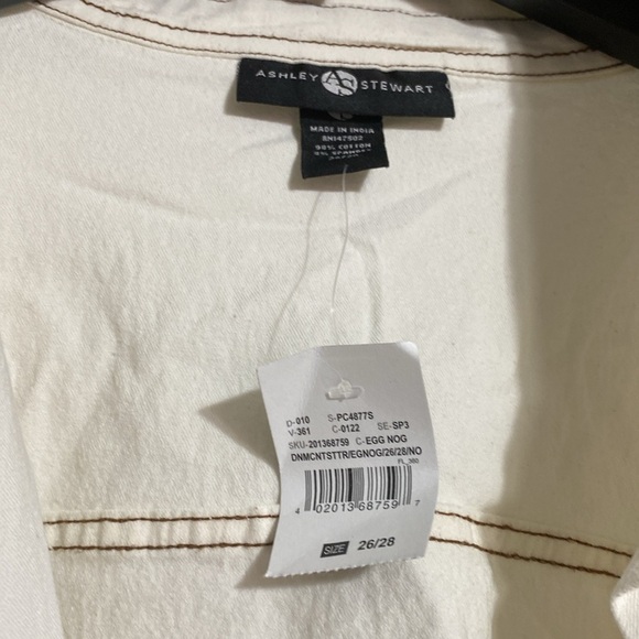 Ashley Stewart cotton womans cream belted Button-Up Jacket size 26/28 - Picture 12 of 13